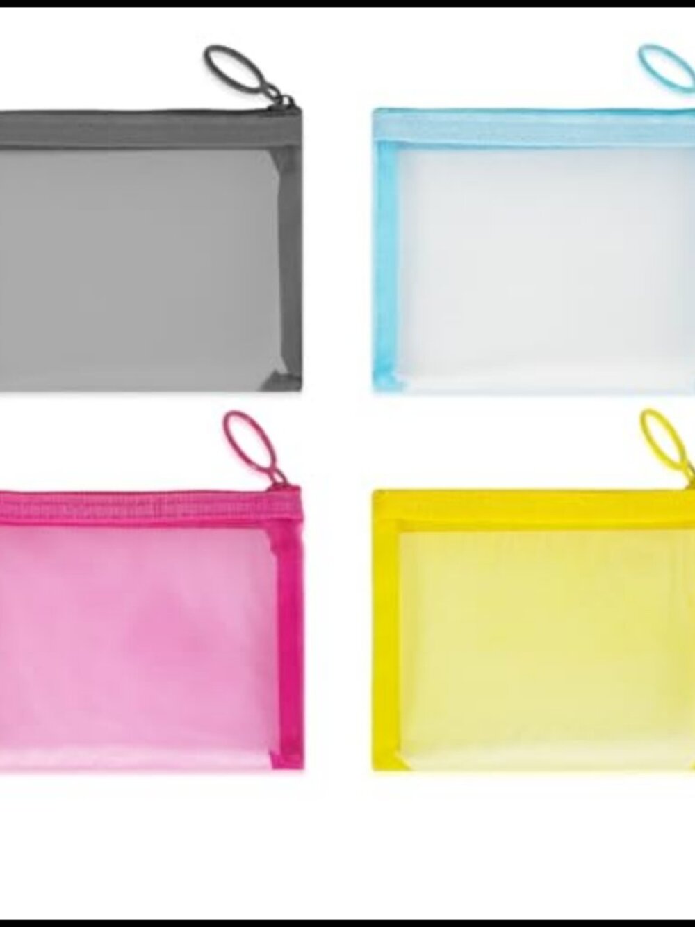 Mesh Makeup Bags Set of 4 Small Nylon Zipper Cosmetic Pouches Travel Purse
